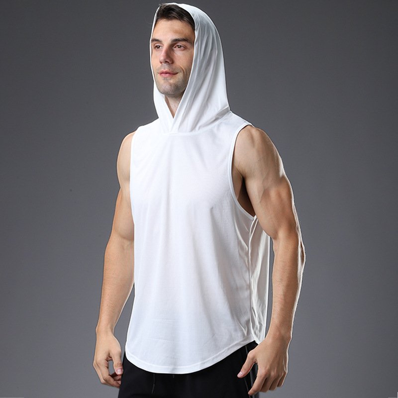 Summer Mens Muscle Hoodie Vest Sleeveless Bodybuilding Gym Workout Fitness Shirt High Quality Vest Hip Hop Sweatshirt Men's Tops