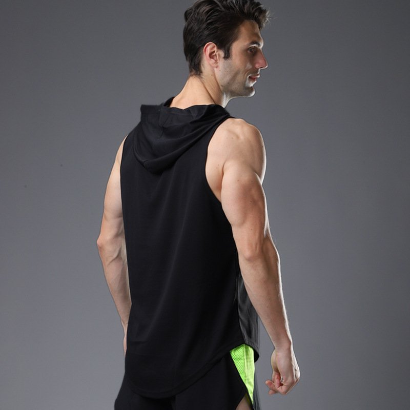 Summer Mens Muscle Hoodie Vest Sleeveless Bodybuilding Gym Workout Fitness Shirt High Quality Vest Hip Hop Sweatshirt Men's Tops