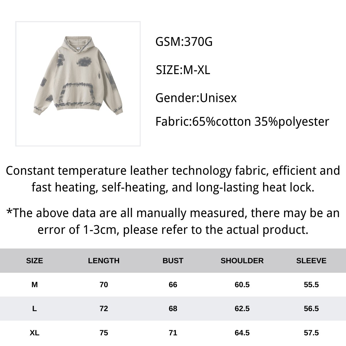 Custom 370Gsm Heavyweight Streetwear Acid Washed Faded Hoodie Vintage Oversized High Quality Paint Splattered Pullover Hoodie
