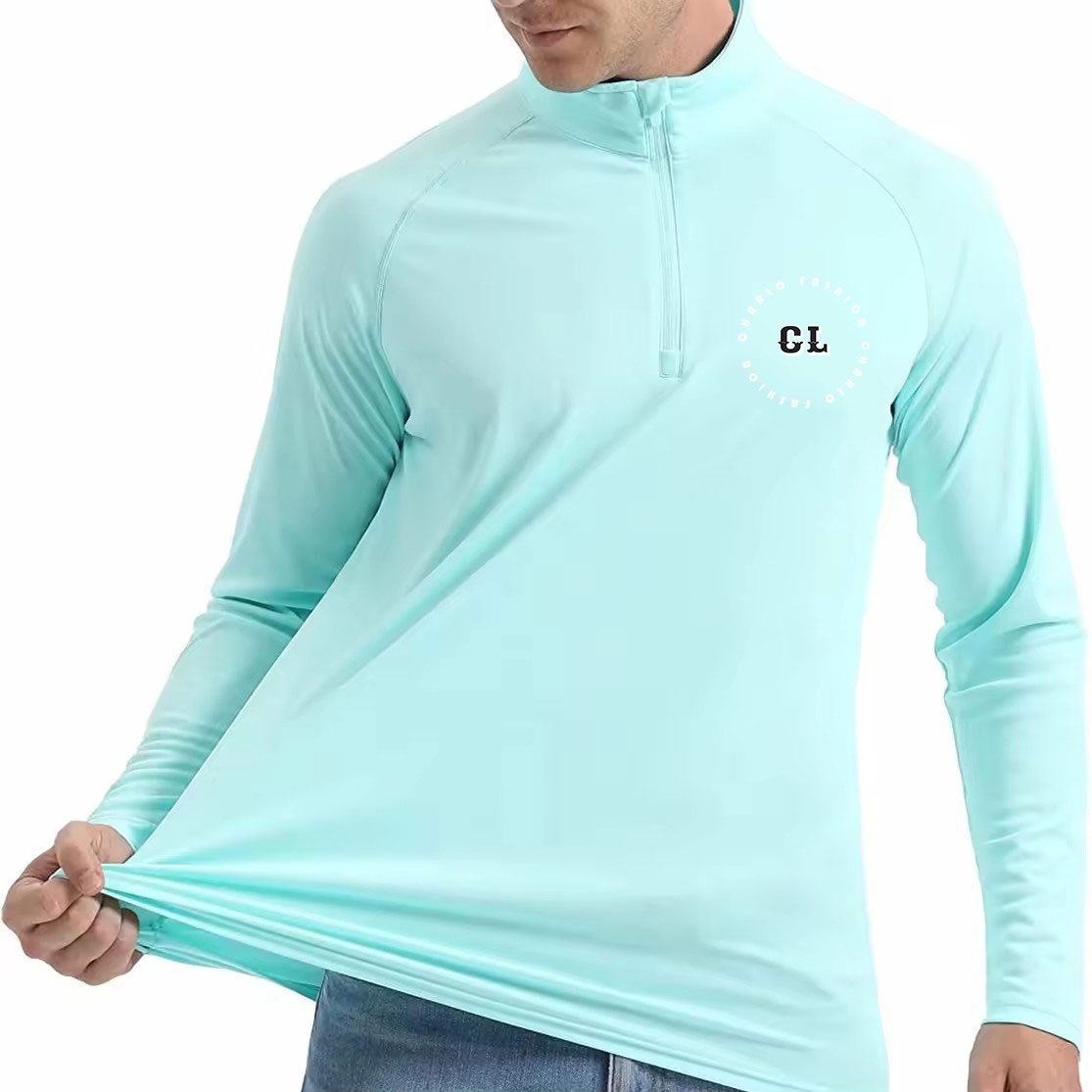 Polyester Cotton anti uv Men's Hoodies Sport Quarter 1/4 Zip neck Golf Pullovers Custom Printing Zip Collar Pullover