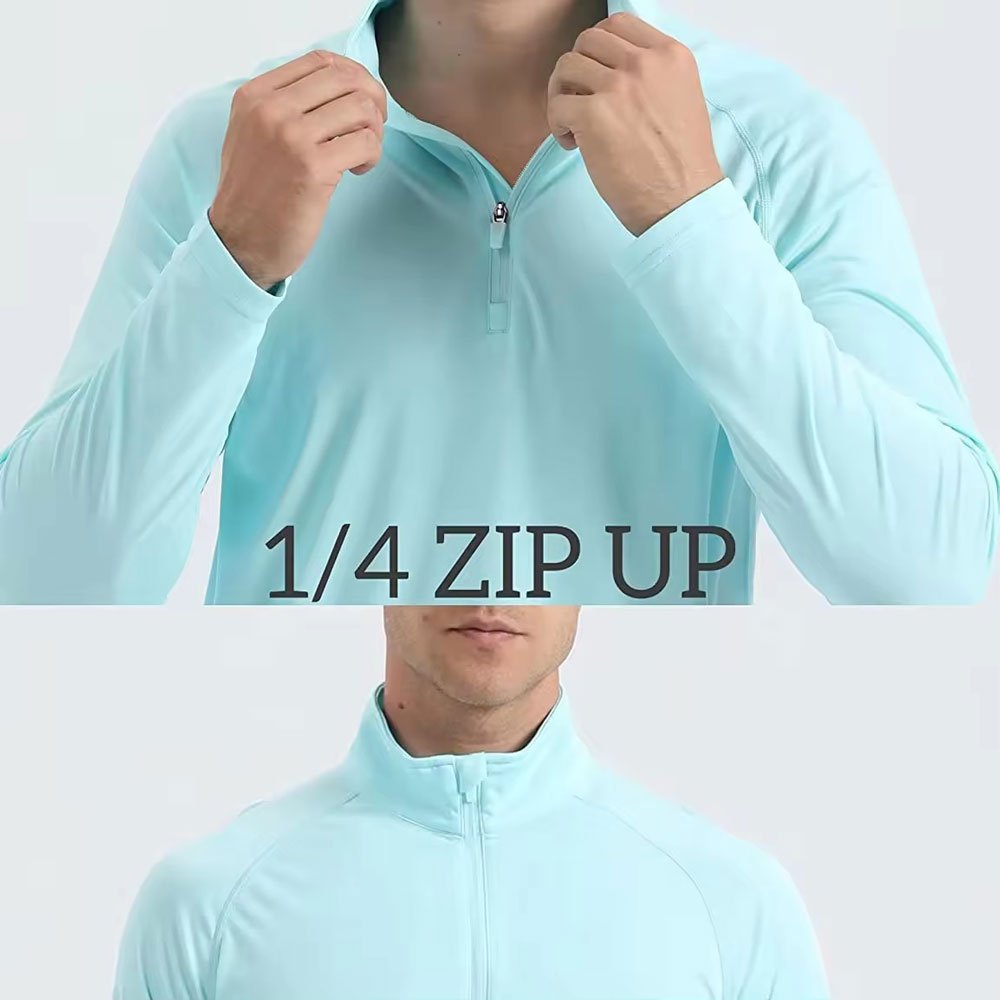 Polyester Cotton anti uv Men's Hoodies Sport Quarter 1/4 Zip neck Golf Pullovers Custom Printing Zip Collar Pullover