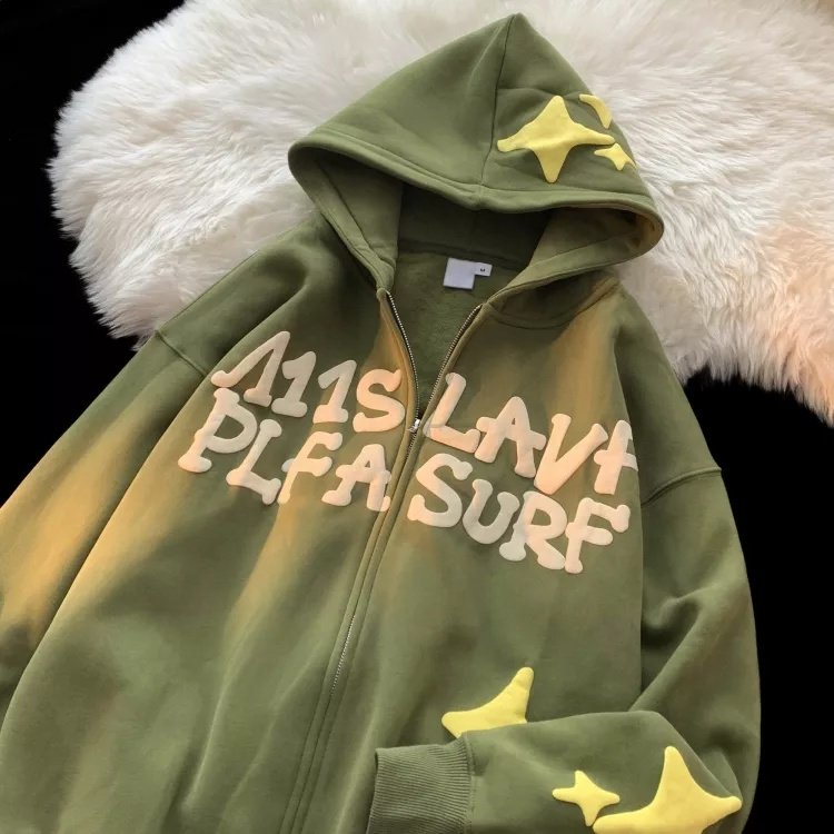 High quality blank hoodie no string plus size sweatshirt custom 3D puff printing full zip up men hoodie