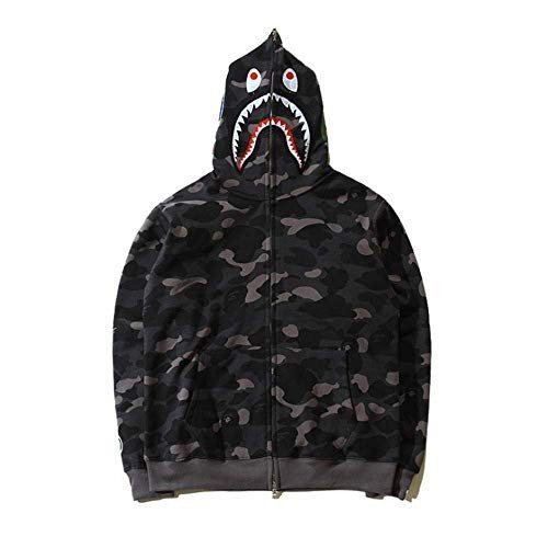 New Design 3D Digital Printing Shark Head Plus Size Sweatshirt Custom Zipper Men's Hoodies