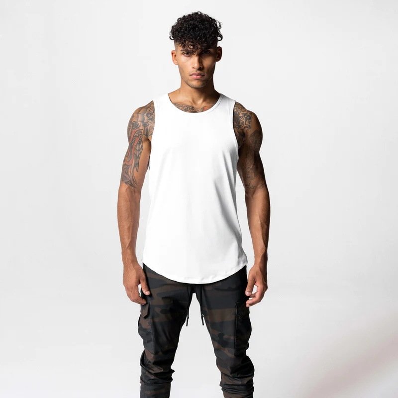 Custom Men's Cotton Undershirt Fitness Sports Gym Vest Basketball oversize sleeveless shirt for men