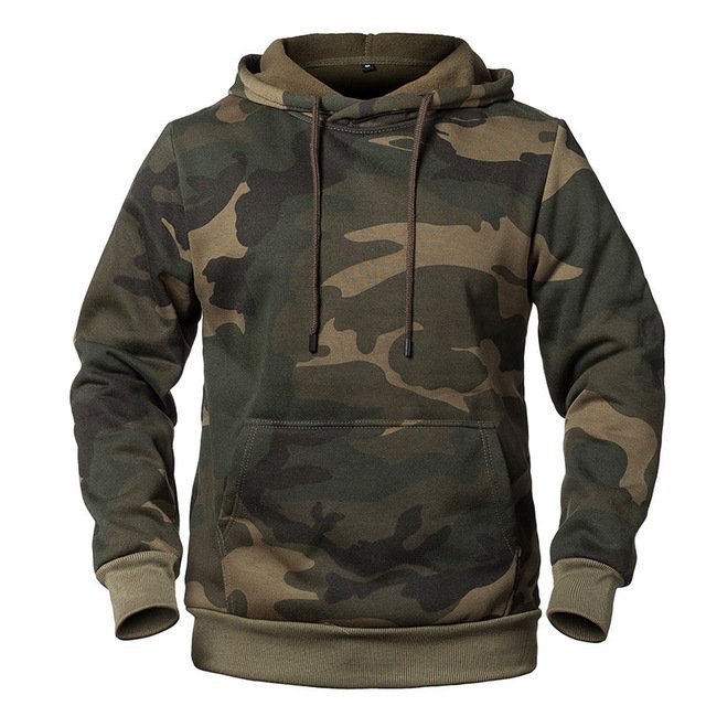 Fall/Winter 2024 Street jacquard camouflage matching color casual drawstring hoodie man