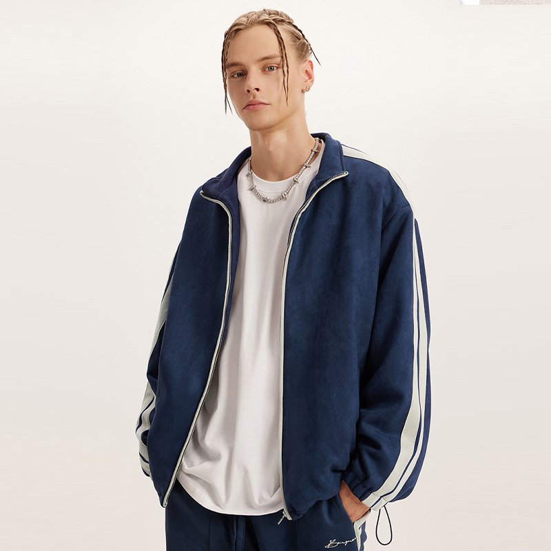 Custom Logo Design Winter Chamois Zipper Embossed Plus Size Men's Sweatshirt Hoodies Jacket Coat