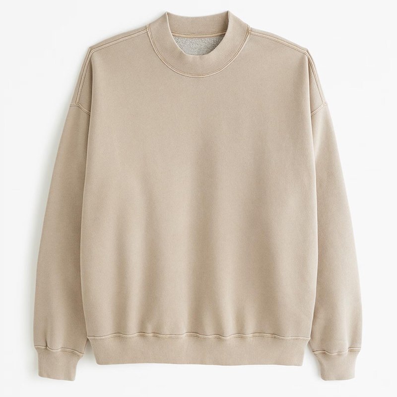 Custom Men's Sweatshirt boxy fitting Mock Neck Cotton Crewneck streetwear men's hoodies & sweatshirts clothing manufacturers