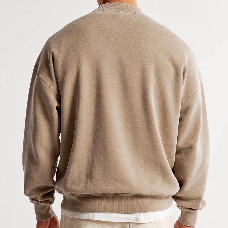 Custom Men's Sweatshirt boxy fitting Mock Neck Cotton Crewneck streetwear men's hoodies & sweatshirts clothing manufacturers