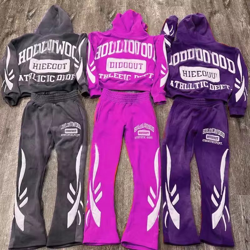 DCY Custom Clothing Manufacturers 100% Cotton Plain Unisex Hoodie Set All Size,Cotton Men'S Tracksuit,Flared Hoodie Sets