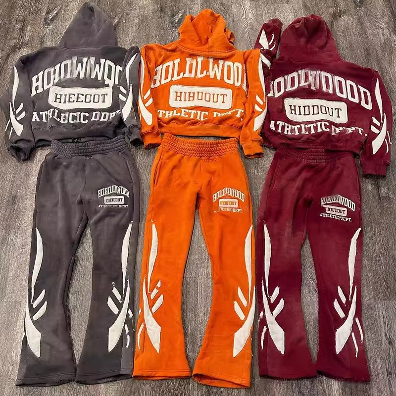 DCY Custom Clothing Manufacturers 100% Cotton Plain Unisex Hoodie Set All Size,Cotton Men'S Tracksuit,Flared Hoodie Sets