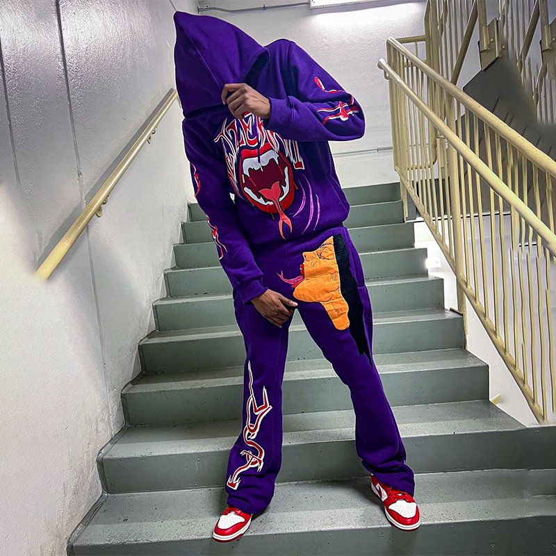 DCY Custom Clothing Manufacturers 100% Cotton Plain Unisex Hoodie Set All Size,Cotton Men'S Tracksuit,Flared Hoodie Sets