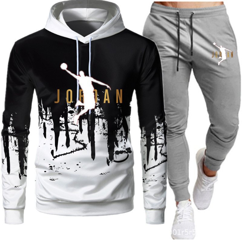 2024 autumn and winter new men's hoodie two-piece set casual fashion sports set factory direct sales pullover