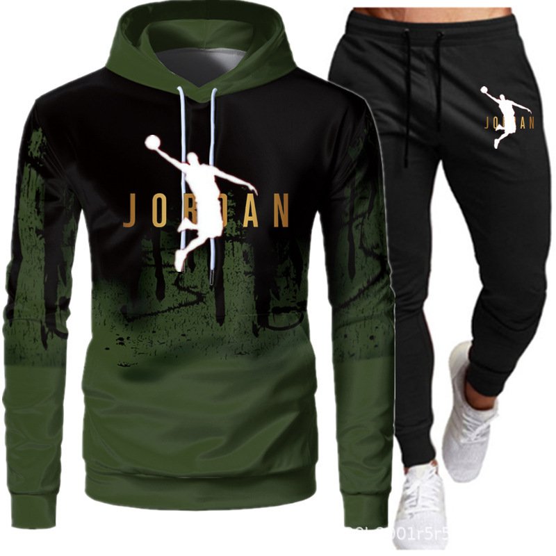 2024 autumn and winter new men's hoodie two-piece set casual fashion sports set factory direct sales pullover