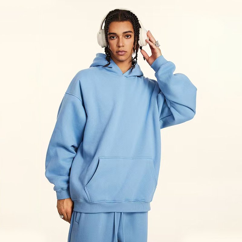 custom heavyweight puff print hoodie anime men's hoodies & sweatshirts plain drop shoulder cotton hoodies with no string