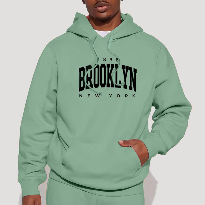 Hot wholesale sale American market blank heavyweight hoodies 1898 new york brooklyn letter graphic hoodie print men's hoodies