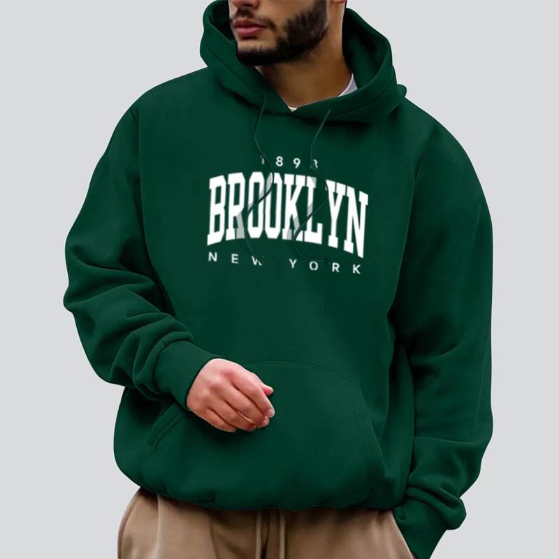 Hot wholesale sale American market blank heavyweight hoodies 1898 new york brooklyn letter graphic hoodie print men's hoodies