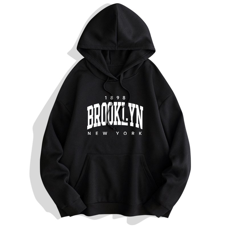 Hot wholesale sale American market blank heavyweight hoodies 1898 new york brooklyn letter graphic hoodie print men's hoodies