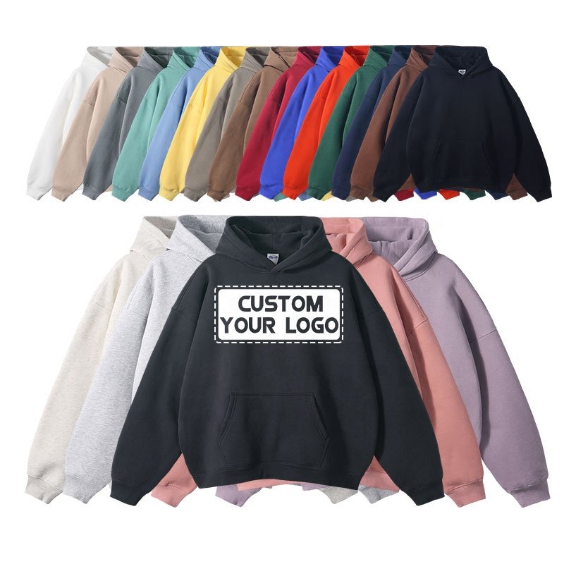 Wholesale Heavy Weight Organic Cotton Men's Hoodie High Quality Pullover Hoodies Customize Logo Streetwear Hoody Sets