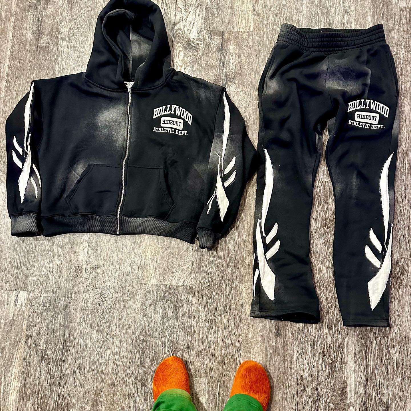 Vintage Sun Fade Joggers Men Clothes 2 Piece Set Acid Wash Men's France Fleece Heavyweight Gsm Set Sweatsuit Tracksuit For Men