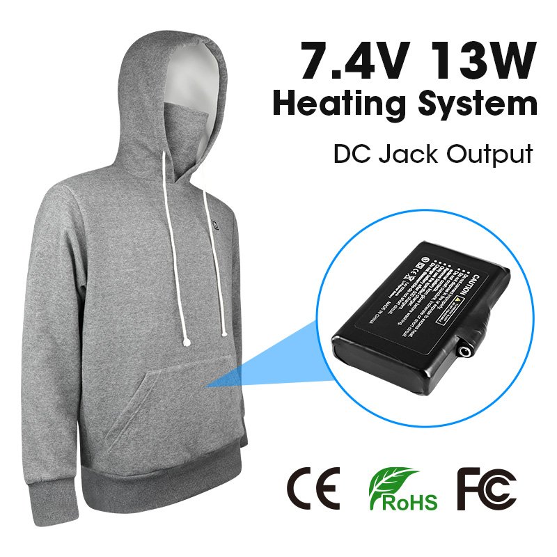Custom Printed 100% Cotton Electric Rechargeable USB Heated Blank Sweatshirts Battery Pack Heated Men's Hoodie