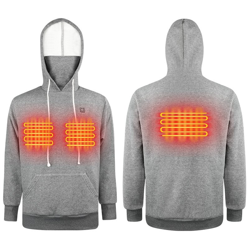 Custom Printed 100% Cotton Electric Rechargeable USB Heated Blank Sweatshirts Battery Pack Heated Men's Hoodie