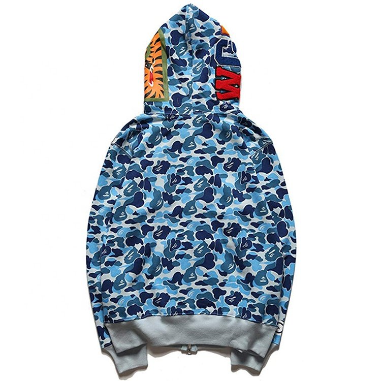 Camouflage Print Men Hoodies bapees Cotton shark Zipper Hoodie Quick Dry Anti-Shrink Breathable Men's Hoodie and Sweatshirts