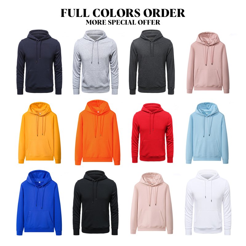 Men's Puff Printing Hoodie Knitted 300g 85% Cotton 15% Polyester Custom Logo Pullover Solid Color Top Work Clothes Casual