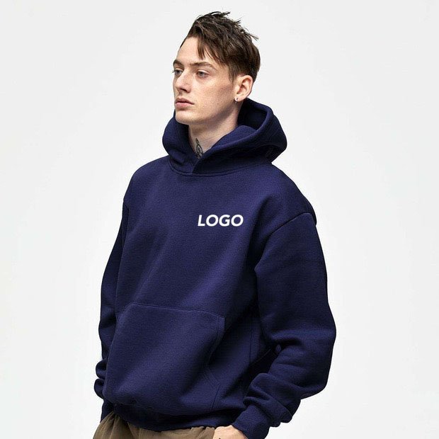 Custom Logo Heavyweight Blank Men's Hoodies Wholesale Oversized Streetwear 100% Cotton Hoodie With Printed Designs H-12