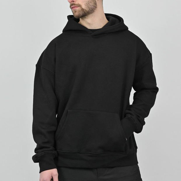 Custom Logo Heavyweight Blank Men's Hoodies Wholesale Oversized Streetwear 100% Cotton Hoodie With Printed Designs H-12