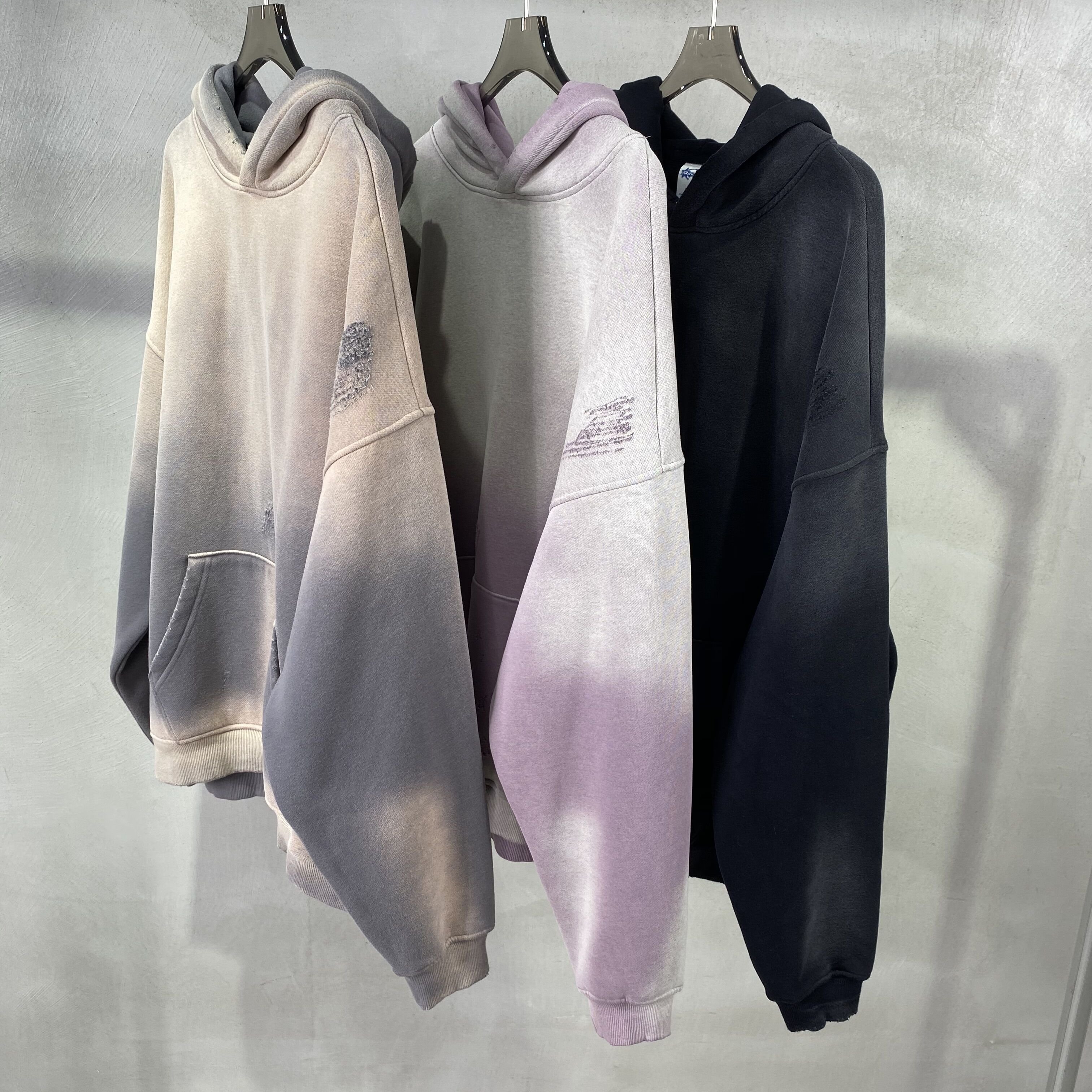 High Quality Men's Hoodies Sweatshirts Unisex Streetwear Pullover Wholesale Custom Spray-Painting Blank Abrade Hoodies