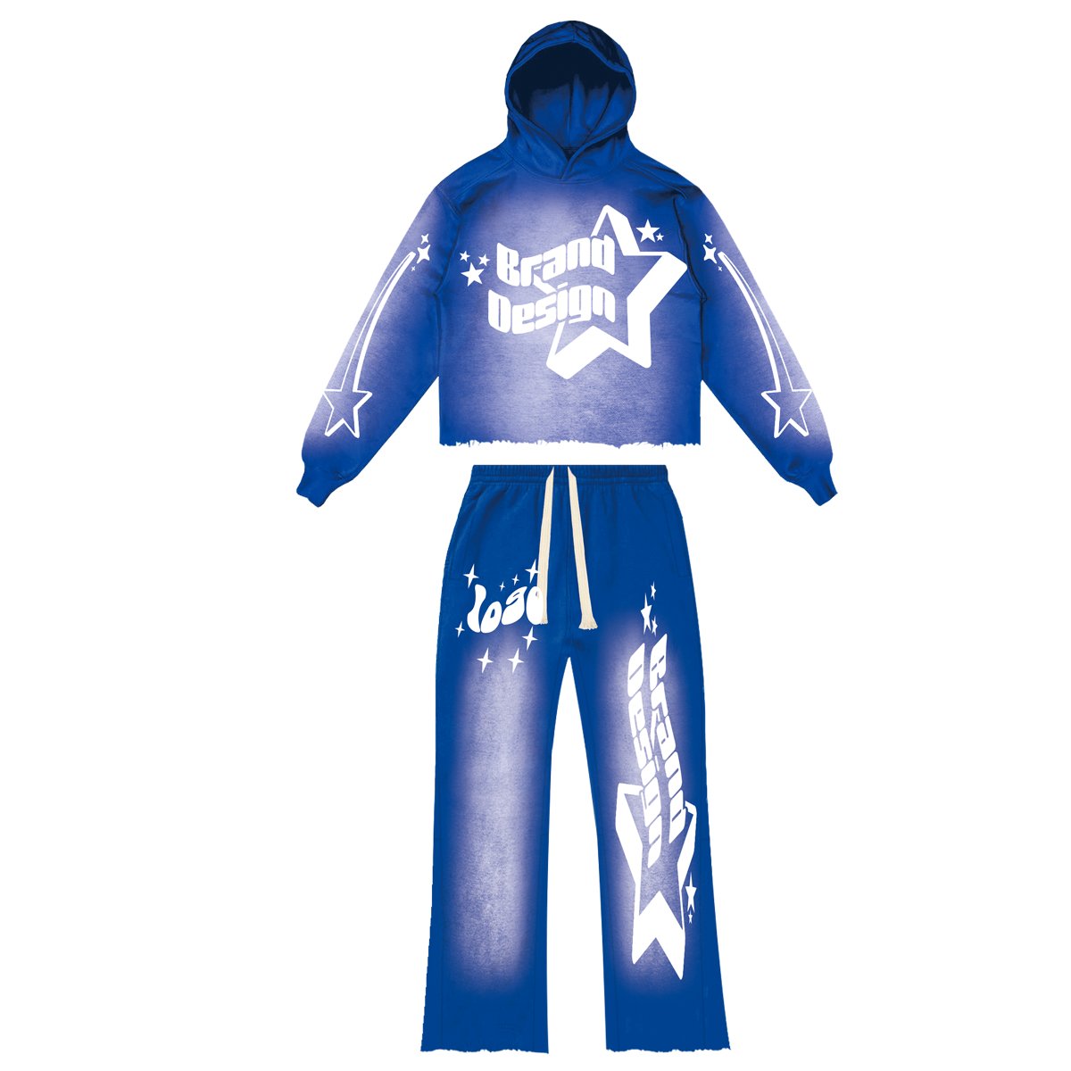 Winter French Terry Cotton Embroidery Sports Cropped Custom Logo Sweatshirt Printing Polyester Blank Pullover Unisex Hoodie Set