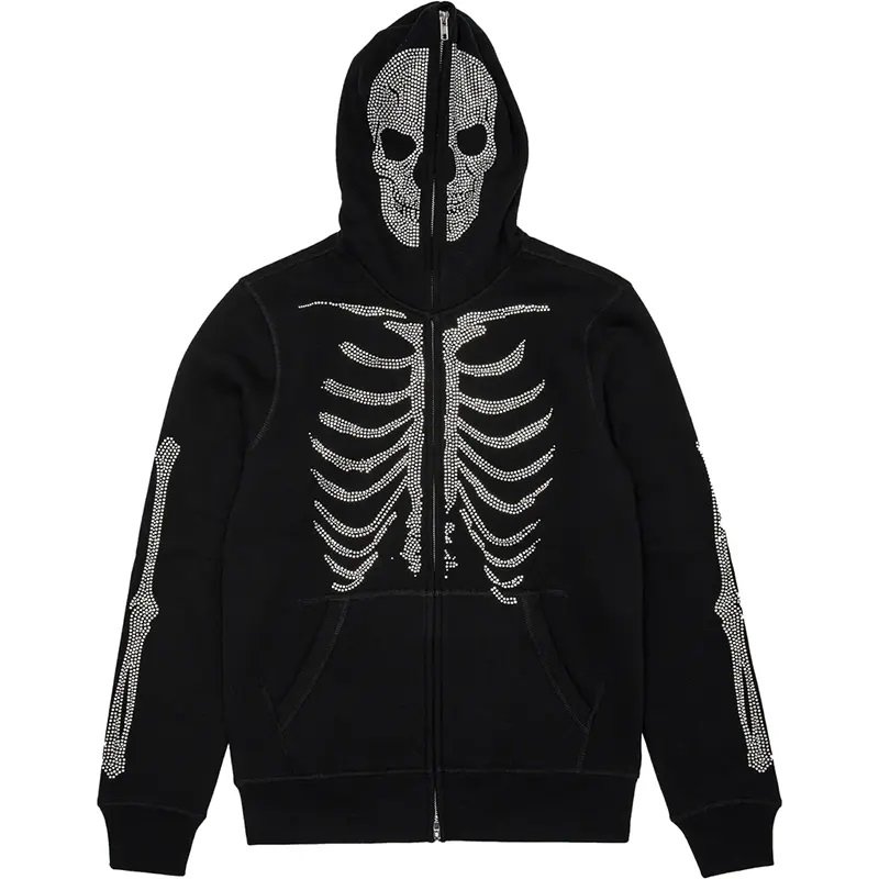 custom logoEuropean and American high street hip hop zip hooded sweater fleece men's blank full face zip up hoodies