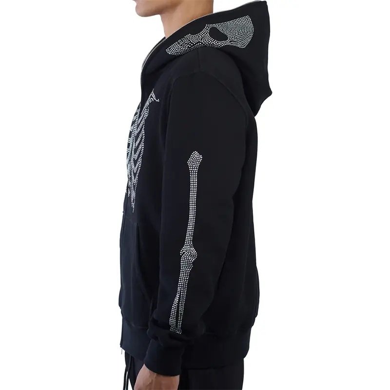 custom logoEuropean and American high street hip hop zip hooded sweater fleece men's blank full face zip up hoodies