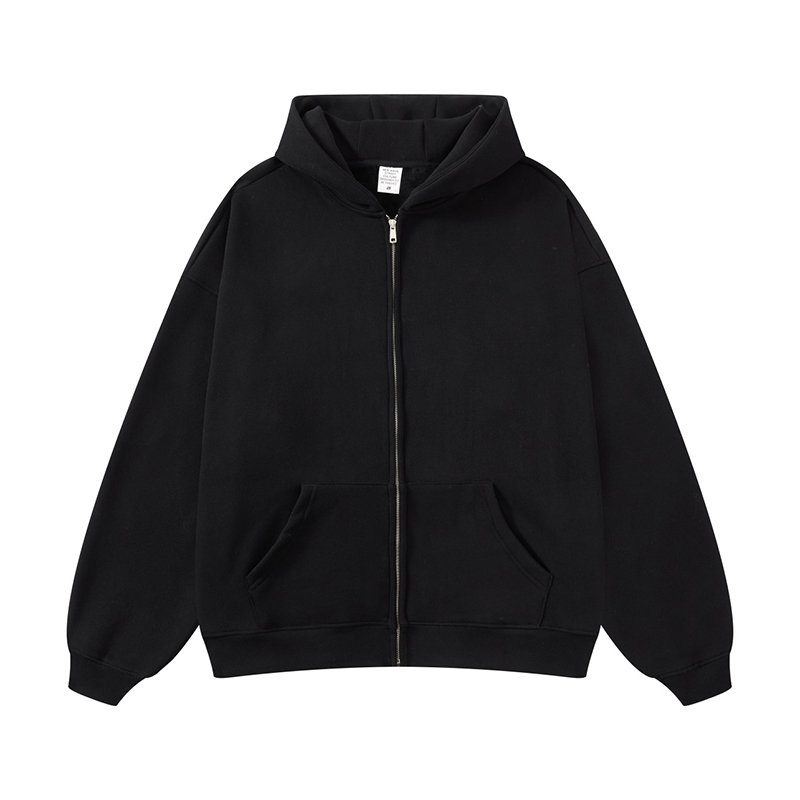 RUICHI No String Hoodies Custom Fleece Thick 360 Grams Solid Zipper Men's Hoodies