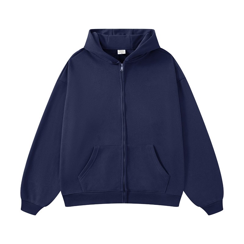 RUICHI No String Hoodies Custom Fleece Thick 360 Grams Solid Zipper Men's Hoodies