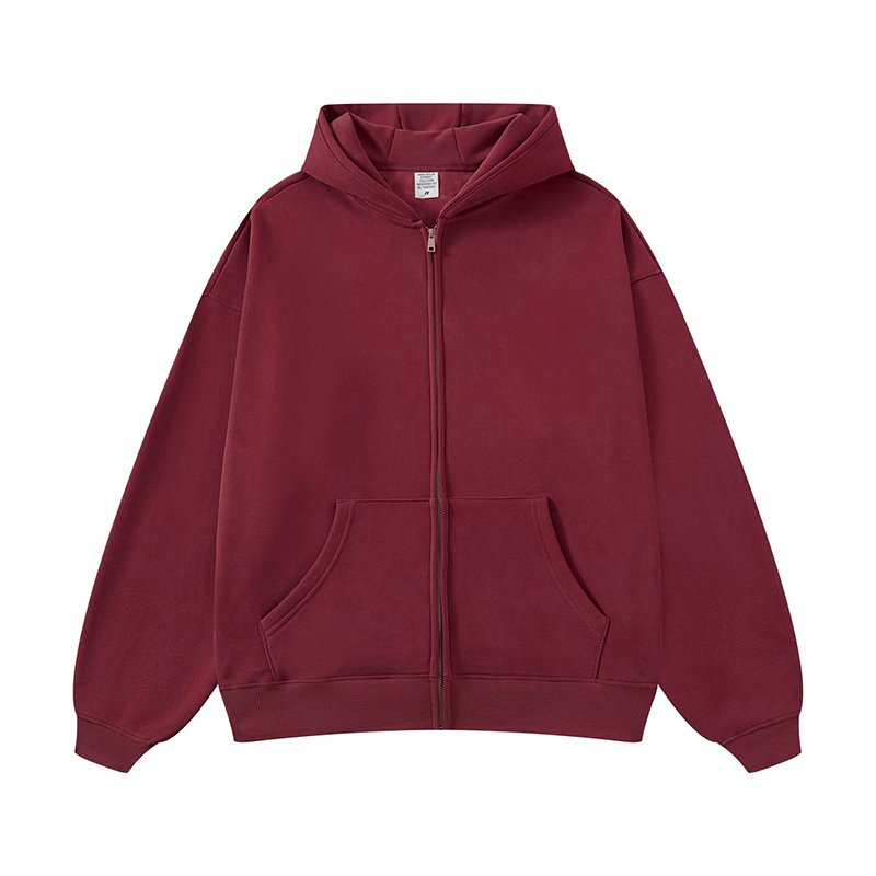 RUICHI No String Hoodies Custom Fleece Thick 360 Grams Solid Zipper Men's Hoodies