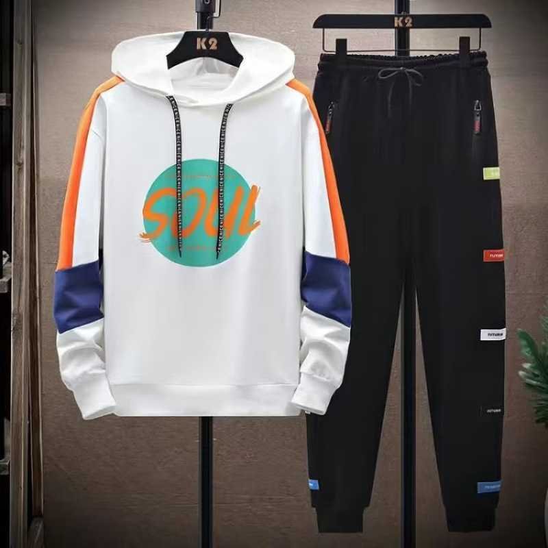 Manufacturers Custom Logo Letter Printing Hoodies Pants Jogger Two Piece Suit Clothing Casual Men'S Trendy Tracksuit Sets