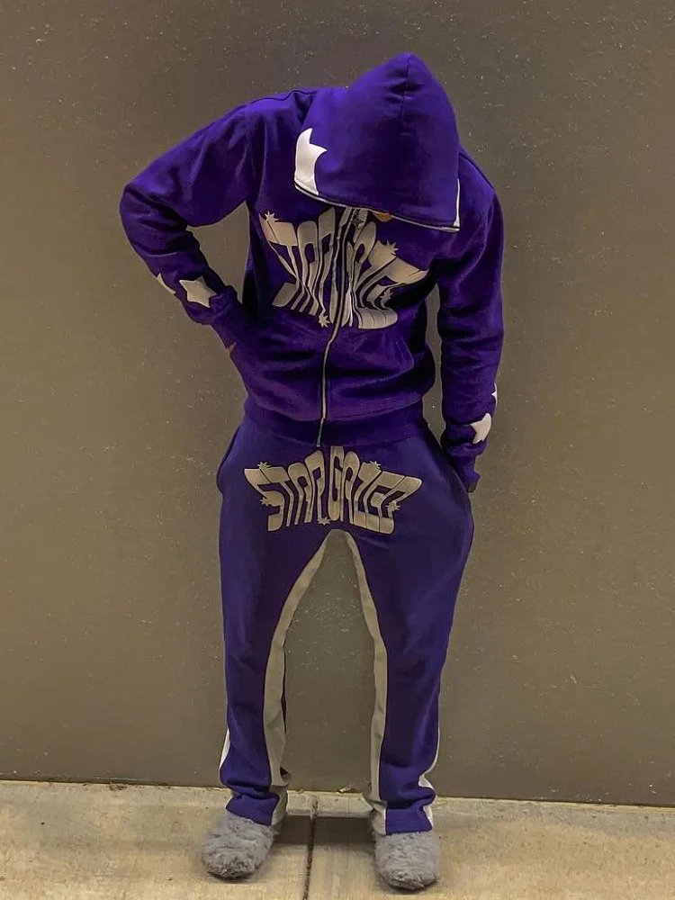Wholesale embroidery logo full zip up hoodies men streetwear custom heavyweight cotton y2k puff print hoodies men