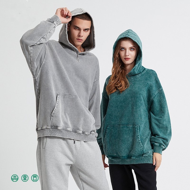 Fashion 6Colors 420 Grams Custom Print Heavyweight Men's Hoodies High Quality Men Oversized Vintage Acid Washed Plus Size Hoodie