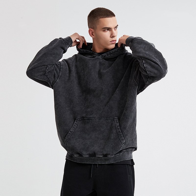 Fashion 6Colors 420 Grams Custom Print Heavyweight Men's Hoodies High Quality Men Oversized Vintage Acid Washed Plus Size Hoodie