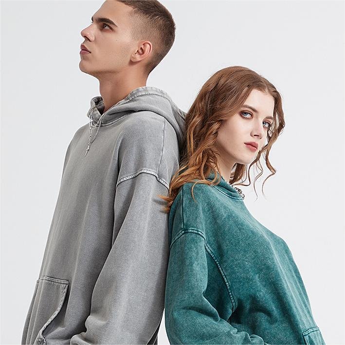 Heavyweight 420G retro batik do old hooded sweatshirt loose wash men Brand new sweater