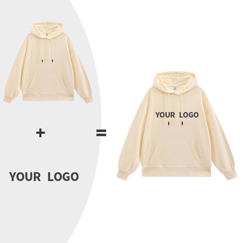 Fashion solid color drop shoulder loose pullover long sleeve European and American code hooded men's hoodie customization