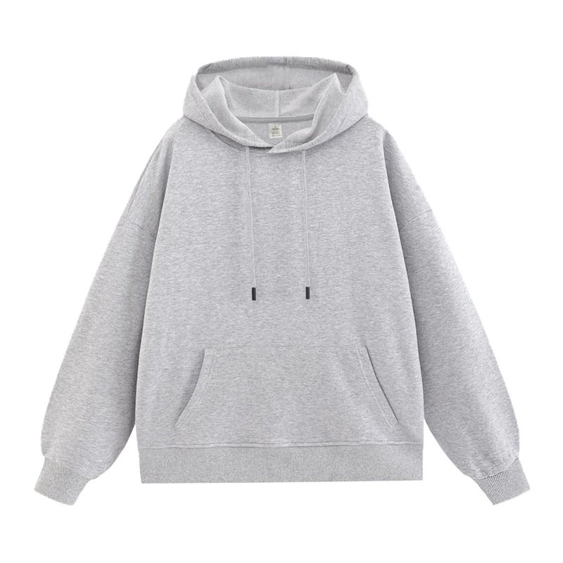 Fashion solid color drop shoulder loose pullover long sleeve European and American code hooded men's hoodie customization