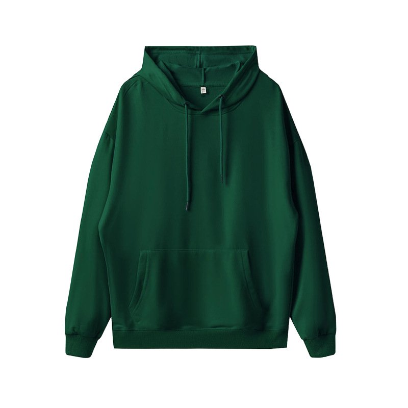 Fashion solid color drop shoulder loose pullover long sleeve European and American code hooded men's hoodie customization