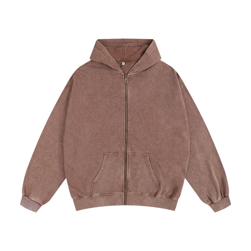 Hot Sale Men's Hoodies Sweatshirts Heavyweight 420g Vintage Clothing Manufacturer Zipper Acid Wash Fleece Oversized Hoodie