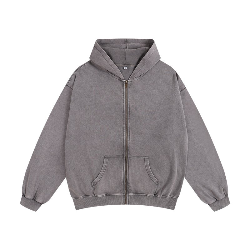 Hot Sale Men's Hoodies Sweatshirts Heavyweight 420g Vintage Clothing Manufacturer Zipper Acid Wash Fleece Oversized Hoodie