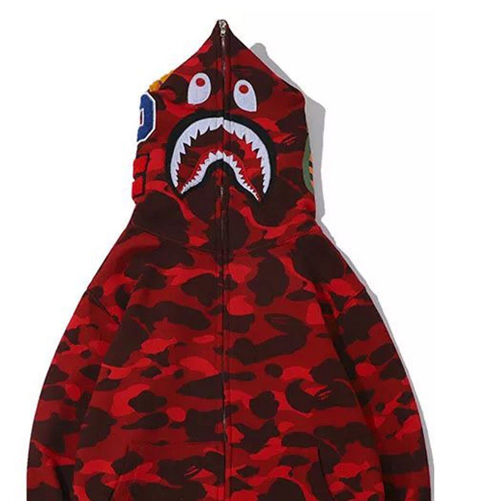Wholesale Men's New Custom Shark Hoodies Embroidered Camouflage full zipPrinted Cotton hoodies Factory Made Hoodie