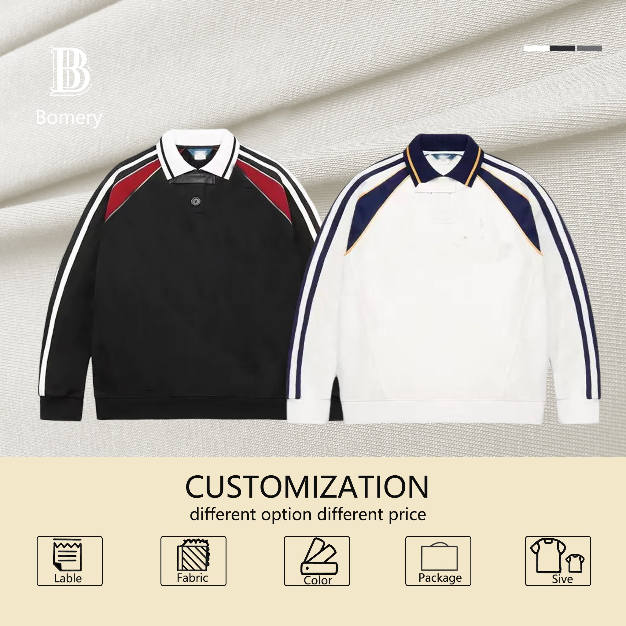 Bomery Custom Men's Hoodie Sportswear Long Sleeve Loose Pullover Collar Autumn Printed Casual Vestidos Solid Nonwoven