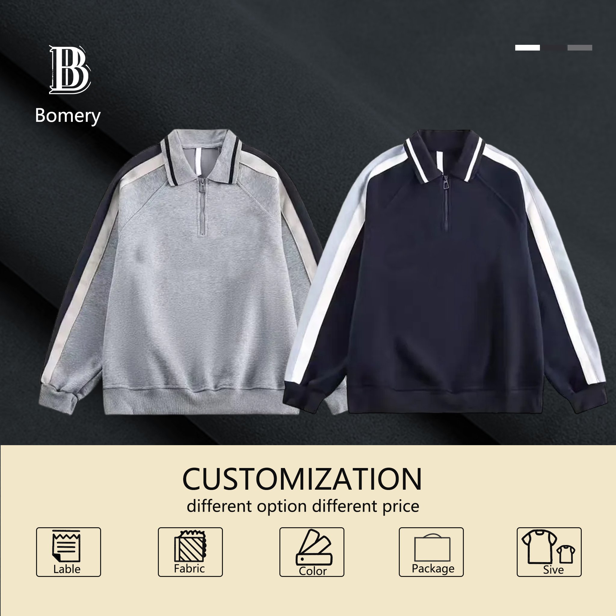 Bomery Men's Heavyweight Cotton Blend Pullover Hoodie Sweatshirt Embroidered Washed Terry Fabric Pocket Solid Color Autumn