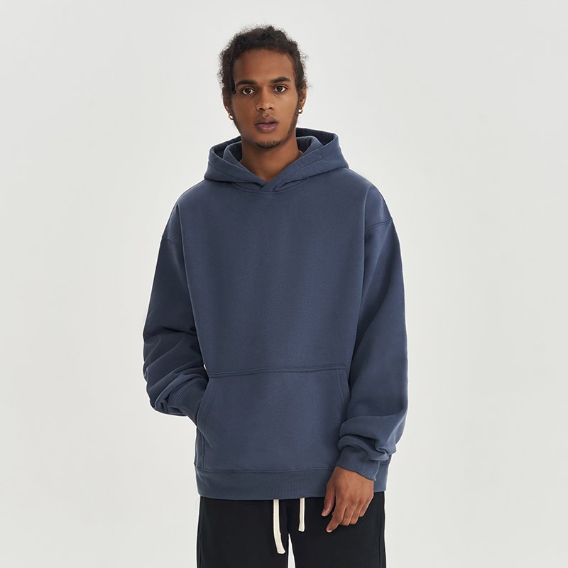 Custom Printed on Demand Men's Drop Shoulder Heavyweight Fleece Hoodie No Drawstring 450g Oversized Hoodies